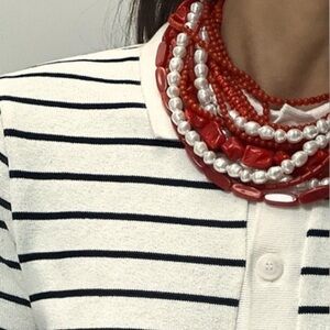 ZARA RED BEADED PEARL NECKLACE